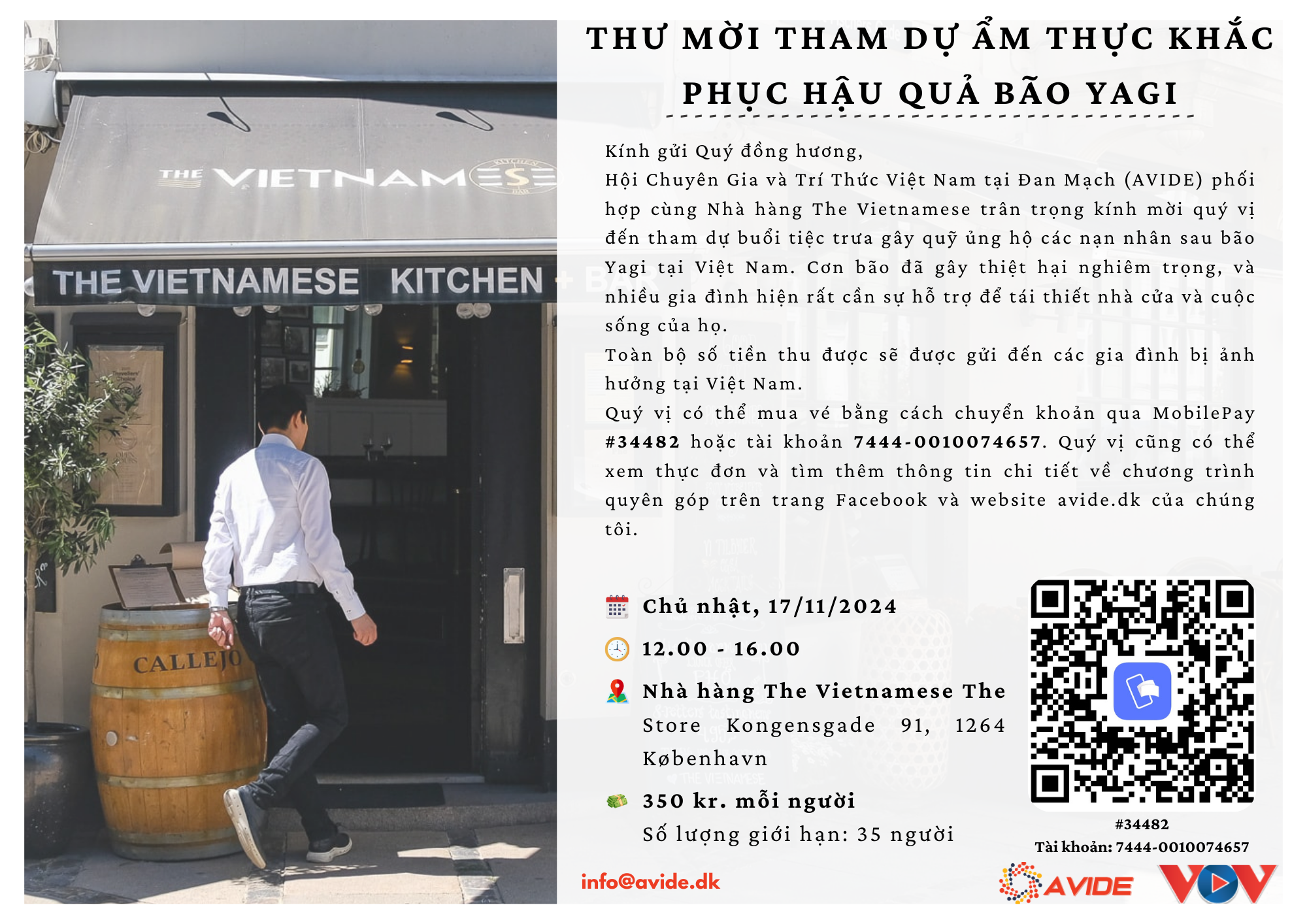 Thư mời tham dự ẩm thực khắc phục hậu quả bão Yagi