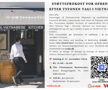 Invitation til Støttefrokost for ofrene efter Tyfonen Yagi i Vietnam